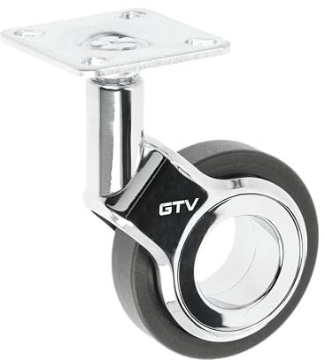 GTV - Rotelle per mobili GIRA | Ruote girevoli | Ruote per mobili | Senza freno | Diametro 60 mm | in plastica e acciaio | nero + cromato