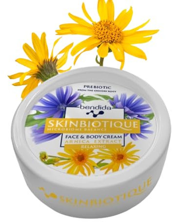 Bendida SKINBIOTIQUE Crema viso e corpo con arnica da 150 ml – Crema idratante con PreBIULIN FOS | cura quotidiana per tutti i tipi di pelle | assorbimento rapido, piacevole sulla pelle | Crema viso