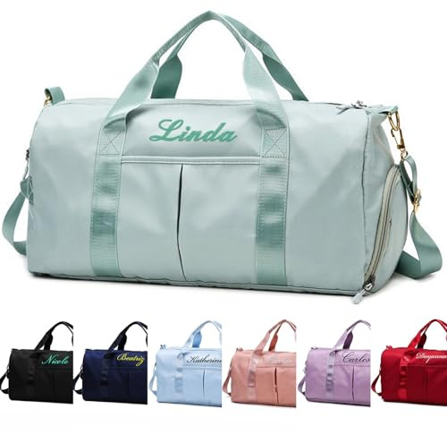Sac de Sport personnalisé, Sacs de Sport brodé personnalisé avec Logo Texte nom, Sac de Voyage, Sac de Danse, Sac de Week-End, Sac de Yoga pour Femmes et Filles