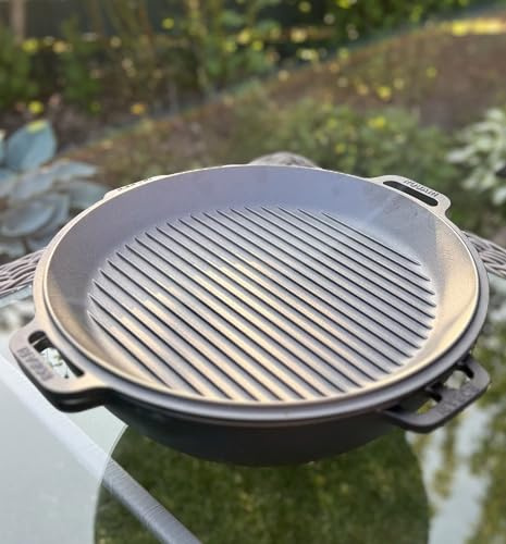 Grillpeter ROBARI Kazan Gusseisen 15 Liter Kasan mit Grillpfannendeckel