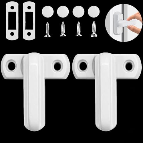 2PCS Sash Jammers Extra Security Locks White Sash Blocker Strong Zinc Cast Alloy Extra Security Locks for UPVC PVC Home Security Windows Doors (White)