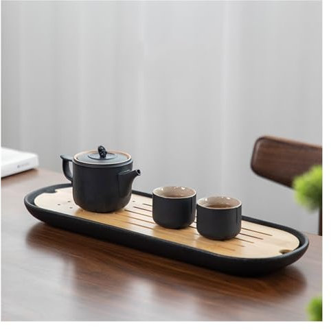 Xumh2024-3 Tetera para té Tetera de cerámica Negra, Tetera de cerámica Hecha a Mano for el hogar, Juego de té Zen Chino, elaboración de té, Tetera pequeña Individual para Hojas de té Sueltas