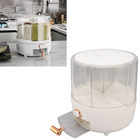 Beufee Cereal Dispenser, 6 Grid Rice Dispenser Cereal Containers Storage 360° Rotating Rice Bucket Dry Food Dispenser for Cereal Storage (-3118230058712)