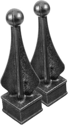 CANIGHT 2pcs Wrought Iron Fence Topper Finials Decorative Fence Panels Outdoor Garden Gate Finials