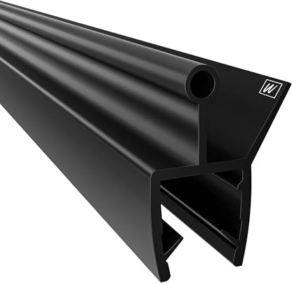 WAKA Premium Pro-W Porte douche et Lèvre Douche Joint de Douche Optique Noir Joint de Porte en Verre 8-10mm 200cm pour Cabine de Douche et Porte Douche Compatible avec une barre