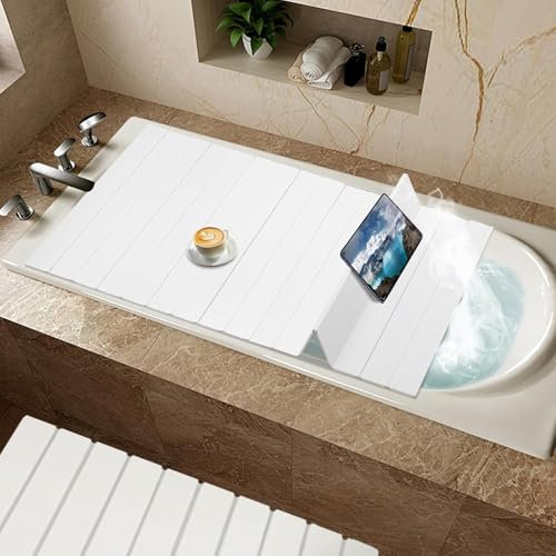 Genérico Bandeja De BañEra Plegable, Tapa De Cubierta De BañEra, Cubierta De BañEra con Aislamiento, Cubierta Antipolvo De PVC, Se Adapta A La MayoríA De Las BañEras(138x66x0.65cm)