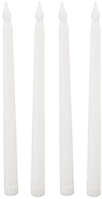 4 piezas Velas LED sin llama luz cálida y segura vela cono eléctrico velas a pilas luz para decoraciones de fiesta de iglesias cumpleaños boda (blanco)