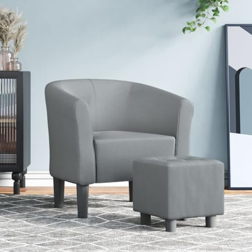 ShGaxin Clubsessel mit Fußhocker Hellgrau Stoff, Relaxsessel, Fernsehsessel, Kinosessel, Gaming Couch - 356436