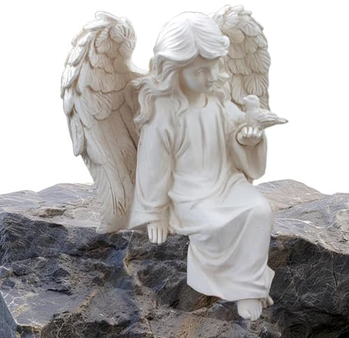 NSXIN Engel Gartenstatuen Außenbereich Skulptur, Engel Gartenfiguren Engel Skulptur Grabdeko, Wetterfest Grabschmuck für Friedhof Outdoor Gartendekoration
