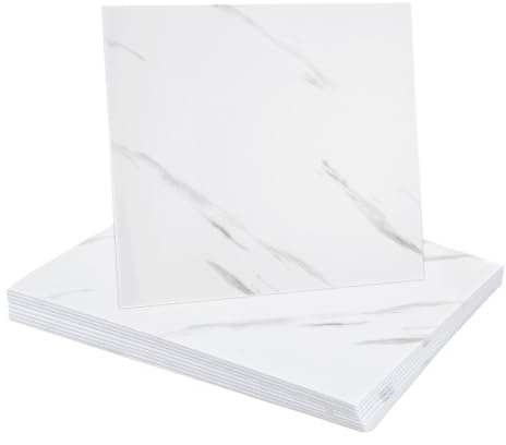 sourcing map Lot de 10 carreaux de marbre à décoller et à coller, panneau mural imperméable, carreaux de douche en PVC pour salle de bain, cuisine, salon, design blanc élégant, 30,5 x 30,5 cm