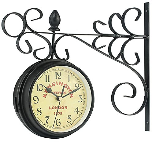 Orologio da stazione ferroviaria bifacciale, orologio da parete per la decorazione della casa in stile antico retrò Orologio da stazione ferroviaria bifacciale, orologio da stazione ferroviaria e