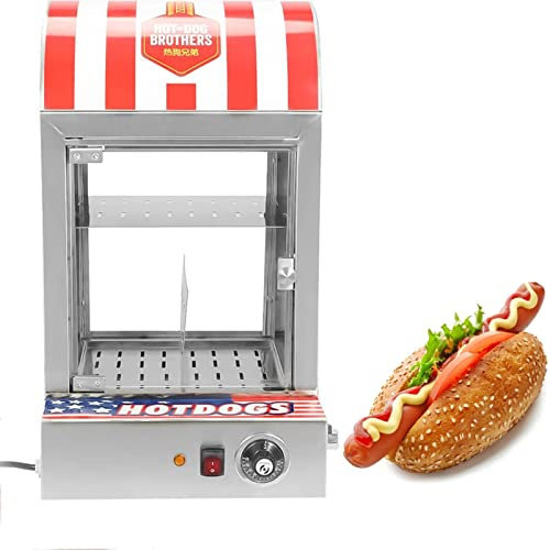 Máquina para cocinar al vapor para hot dogs, calentador de salchichas y panecillos de 220 V, para uso comercial y doméstico, calentador de salchichas y vaporizador para hot dogs Hut de 30 a 110 ℃