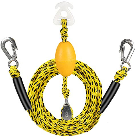 Cyberoctopus Boat Tow Harness for Tubing, 5000lbs Heavy Duty, 360° Swivel Pulley, Floating Design, 304 Stainless Steel Hooks (1.1in), 17ft & 24ft (17FT-M32PULLEY)