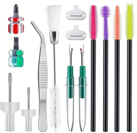 14Pcs Repair Machine Sewing Tool Includes Tweezer Double Headed Lint Brush Different Size Screwdrivers and Seam Unpicker
