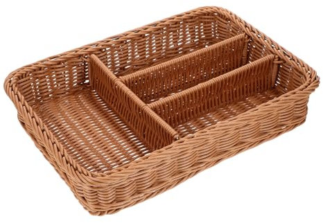 CLISPEED Panier De Rangement pour Couverts Compartiments Tissé Imitation Rotin Plateau De Rangement pour Ustensiles De Cuisine