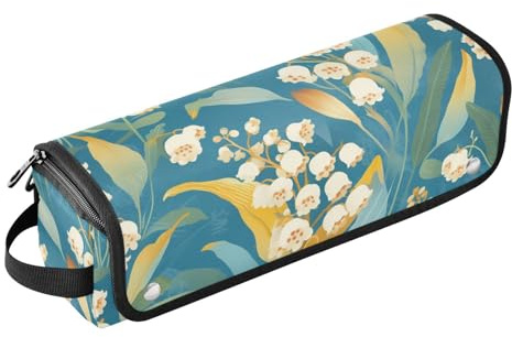 Bolsa de viaje para herramientas de pelo caliente, resistente al calor, organizador impermeable para rizador, secador de pelo, lirio de valle, turquesa portátil, Lirio de Valle Turquesa, 1 Size