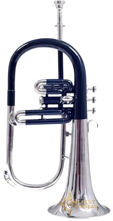 ONLIEST OVERSEAS Flügelhorn 3 Ventile Messing Instrument mit warmem Ton, glatte Ventile, für Musiker und Studenten, mit Mundstück und Hartschalenkoffer