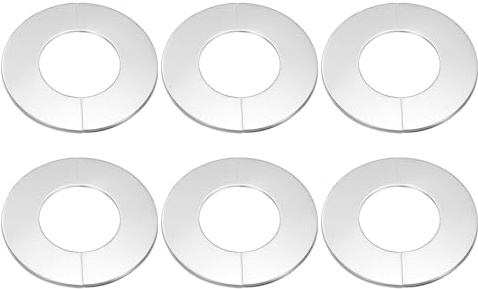 sourcing map 6pcs Wall Split Flange 2.8 (71mm) Stainless Steel Round Self-Adhesive Split Flange Pipe Cover Clip-on Escutcheon Collar for Floor Ceiling Bathroom Kitchen Toilet