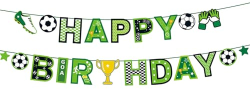 Tourima Fußball Happy Birthday Girlande – Geburtstagsgirlande Kinder & Erwachsene, Geburtstag Banner Deko Jungen, Girlande Geburtstag Mädchen, Partydeko Kindergeburtstag & Männer