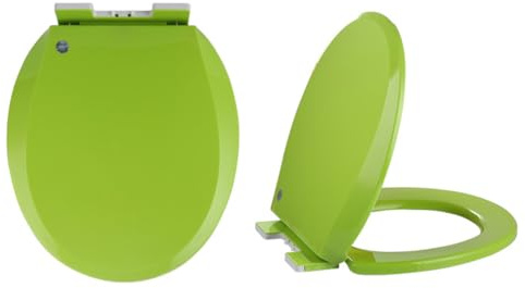 Giural Abattant WC avec Frein De Chute Forme O, 36 * 41Cm Coloré Cuvette Toilette avec Frein De Chute, Couvercle De Lunette WC Antibactérien, Abattants WC Universelle,Vert