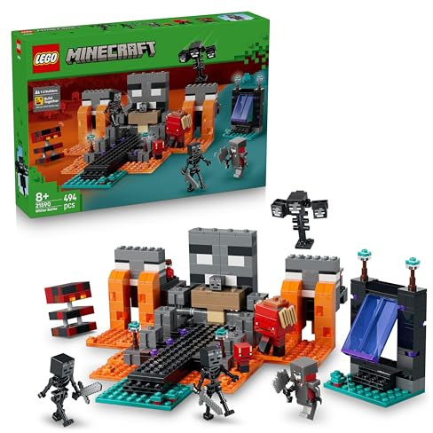 LEGO Minecraft Duell mit dem Wither - Geschenk für Junge Gamer - Merchandising für Fans - Minecraft - Bauset mit vielen Kreaturen und Werkbank für Jungen und Mädchen ab 8 Jahren - 21590
