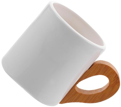 VALICLUD Café Grande con Mango de Cerámica de Color Claro con Fondo Plano Portavasos de Incluido para Oficina y Hogar para Desayuno y Obsequio