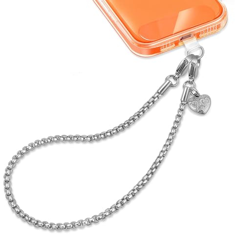 BLACK PATHON Metal Phone Lanyard Phone Wrist Strap Anti-Theft Strap with 2 Clear Tether Tabs Detachable Chain for Women and Girls