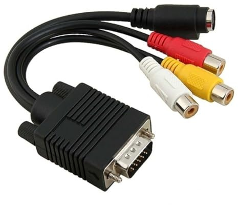 Kisangel Vga to S-video Adapter Converter Cable for Computer Monitor Svga to Av Adapter for Projector Compatible Vga to Converter