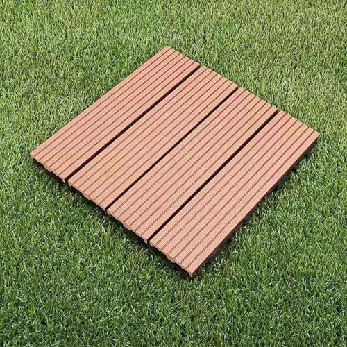 Baldosa de piso entrelazada for exteriores, baldosa de madera y plástico, suelo interior, balcón, alfombra cuadrada, decoración de Patio, 1 unidad(Mahogany)