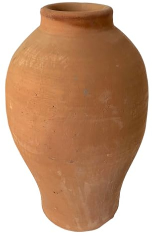 Marokkanische Berberber-Vase aus Terrakotta, 27 x 44 cm, handgefertigt, Öffnung 8,5 cm