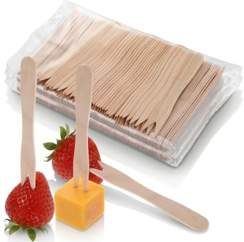 200PCS Disposable Wooden Forks, Mini Wood Forks for Eating, Camping, Party, Wedding and Family Gatherings 3.3