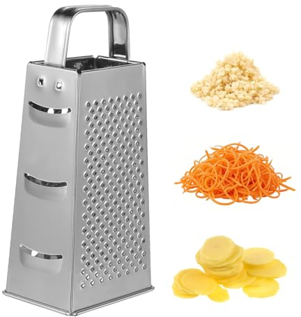 LALADEFIEE Multifunktionaler Edelstahl Vierkantreibe für Obst und Gemüse mit Griff und Auffangbehälter für Küche und Schnelle Zubereitung