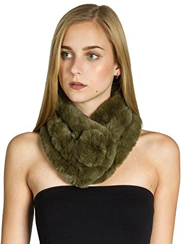 Caspar SC478 Damen Kunstpelz Fell Schal Pelzkragen Fellkragen, Farbe:oliv grün, Größe:One Size