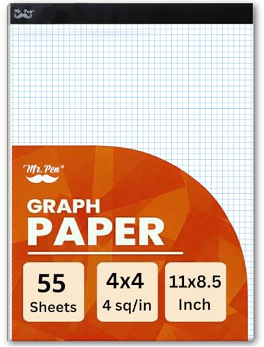 Mr. Pen Graph Paper, Grid Paper, 4x4 (4 Squares per inch), 11x8.5, 55 Sheet