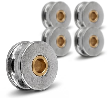 5 Stück Seilrollen 25mm V4A Edelstahl A4 Ersatzteil für Umlenkrolle Laufrolle für Drahtseil Stahlseil max. 6mm Rostfreie Ersatzrolle mit Messingbuchse