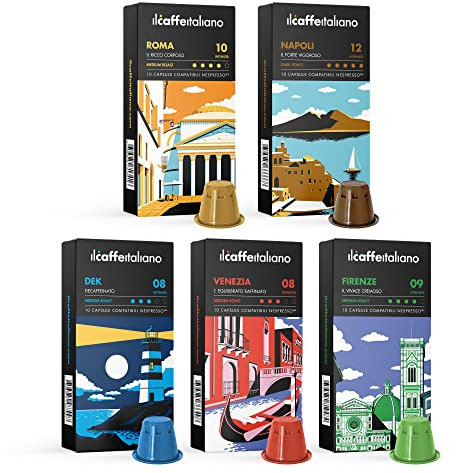 Il caffè Italiano Capsules Compatibles Nespresso Kit Dégustation 120pcs | Capsules Café Compatibles Nespresso Tour D’italie variées Intensités | Capsules Nespresso Compatibles Made In Italy | Frhome