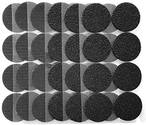 Heavy Duty Mounting Adhesive Tape,Industrial Strength Hook Loop Dots Double Sided Sticky Back Carpet Gripper Pad Wall Mounting Coins Black (24pairs/5cm Diameter)