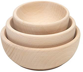 duston Lot de 3 saladiers ronds en bois