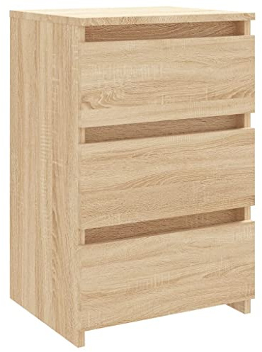vidaXL Nachttisch mit 3 Schubladen Nachtschrank Nachtkonsole Nachtkommode Schlafzimmer Schrank Kommode Sonoma-Eiche 40x35x62,5cm Holzwerkstoff