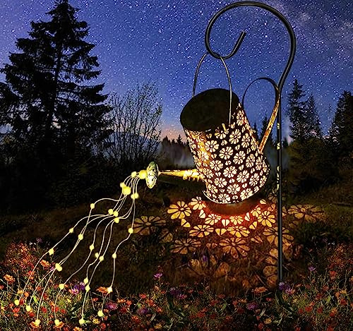 Lampada Solare per Annaffiatoi, Annaffiatoio Luci Solari con Catena, Ampada a Energia Solare a Forma di Annaffiatoio con Supporto, Luce Solare Esterna a Led per Giardino/Cortile/Terrazza