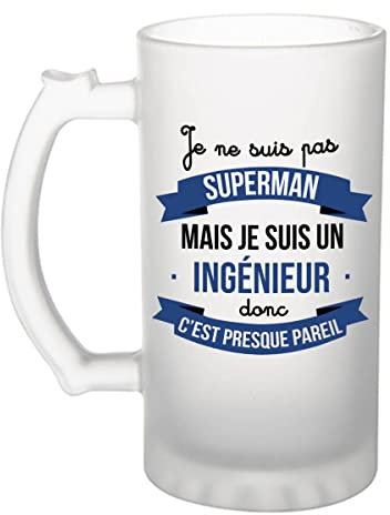 Planetee Chope de bière Je ne suis pas Superhéros, je suis Ingénieur | Verre à bière Pinte idée cadeau fête des pères anniversaire