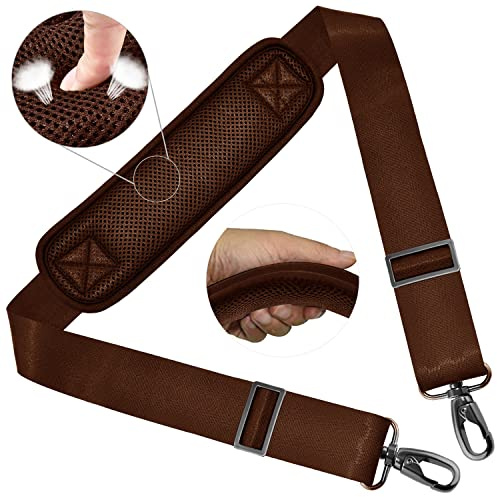 ZINZ Shoulder Strap 58 Universal Handbag Strap with Ultra-Thick Fixed Padded and Dual Balanced Adjustable Buckles Shoulder Crossbody Strap for Briefcase Messenger Bag Laptop Bag Luggage，Brown
