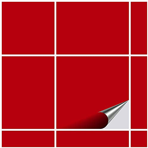 FoLIESEN - Fliesenaufkleber 5x20 cm | selbstklebende Fliesen-Folie für Bad & Küche | entfernbare Klebe-Folie für Wandfliesen Küchenrückwand & Bordüren | 40 Klebefliesen, .:Rot matt