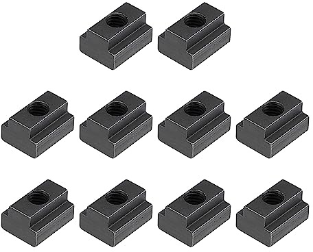 uxcell M6 Thread T Slot Nuts, Alloy Steel Black Oxide Finish Grade 8.8 Tapped Through Slot T-Nuts Furniture 10Pcs