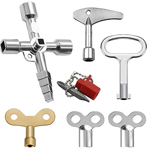 6 Stück Dreieck Schlüssel 4 Wege Multifunktionale Utilities Schlüssel Schaltschrankschlüssel Universalschlüssel Wasserhahn Dreiecksschlüssel Kreuzschlüssel für Wasser Stromzähler Heizkörper Aufzüge