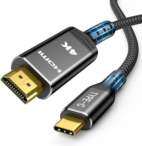 Highwings USB C to HDMI Cable 1m Black,4K@60Hz UHDThunderbolt 3 to HDMI Cable[Anti-Interference][Gold-Plated] Compatible for iPhone 16/15 Pro, for MacBook Pro/Air, for Surface, for Galaxy S10/S9 etc