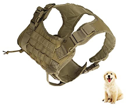 Supvox Service-hundeweste Wasserfest Verstellbar Tragegriff Und Abnehmbaren Taschen Braun Für Training Und Ausflüge