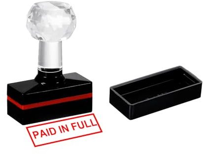 PATIKIL Paid in Full Stamp Self Inking, Red Ink Office Stamps Pre Inked Message Stamp Refillable Business Stamp, Black
