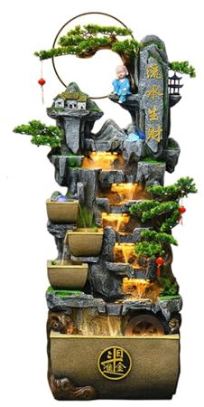 Fuente de Jardín Fuente de Agua de pie con rocalla y Bola de Feng Shui Fuente Decorativa for Sala de Estar, Fuente de Agua de Resina Moderna for decoración del hogar y el jardín Fuente de Exterior