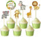 30 Stück Muffin Deko Dschungeltiere Cupcake Deko, Muffin Deko Mädchen Cupcake Topper Tortendeko Dschungel,Muffindecoratie Cupcak e Deko Junge,Happy Birthday Kuchendekoration für Kinder